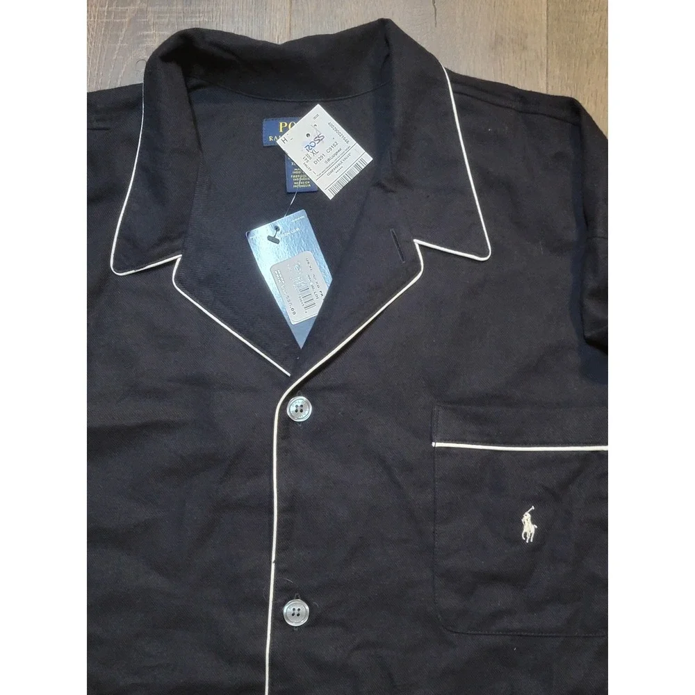 Polo Ralph Lauren Mens XL Pajama Top Sleep Shirt Black Long Sleeve New‎